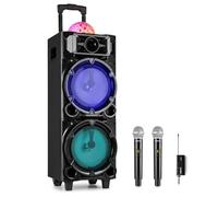 Fenton LIVE290 Party Karaoke System with Disco Lights, 4 Microphones (2 Wireless), Bluetooth Speaker, Effects, USB/SD/Aux Media Player - Portable Home Audio with Trolley Design and Echo Controls