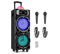 Fenton LIVE290 Portable Bluetooth Karaoke Speaker with Lights, Disco Jelly Ball, 2 Wired Mics & Built-in Rechargeable Battery, Karaoke System for Kids & Adults, USB, MicroSD, AUX