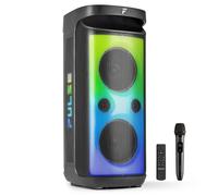 Fenton Pulse160 2x8 Portable Bluetooth Party Speaker with LED Lights, Splashproof, Built-In Battery, Mic, Powerbank Output, Stereo Pairing, Outdoor Karaoke Sound System