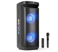 Fenton Pulse200 portable party speaker 2x10 splashproof Bluetooth 5.3 with wireless microphone, 12-hour battery, karaoke function, USB, MicroSD, FM, multicolour LED light show