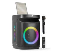 Fenton Pulse65 Bluetooth Karaoke Speaker Bundle - Wireless Microphone, 140W Portable Party System, Splashproof, Rechargeable, LED Lights, 12hr Battery, Kids & Adults, Bluetooth 5.3, Smartphone Holder
