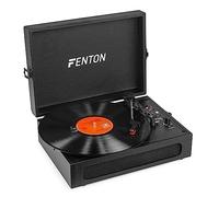 Fenton RP118 Black Record Player Briefcase, Built-In Speakers, Bluetooth | 3-speed vinyl playback, USB conversion, portable retro, RCA output