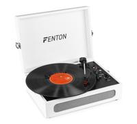 Fenton RP118F Briefcase Record Player with Bluetooth Output, Built-in Transmitter, Portable 3-Speed Vinyl Turntable, Retro Design in White for Easy Listening