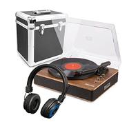Fenton RP162 Vinyl Player with Bluetooth Output, Wireless Headphones, Built-In Speakers, Record Storage Case, USB MP3 Digital Converter, 3-Speed Turntable Set