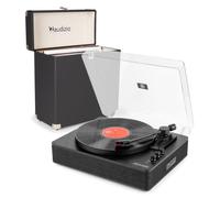 Fenton RP162B Bluetooth Record Player with Built In Speakers, USB Vinyl to MP3 Recording, 3 Speed Turntable, and Audizio RC32 Vinyl Record Storage Case, Black