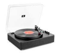 Fenton RP162B Vinyl Record Player with Bluetooth Output, Built-In Stereo Speakers, Wireless Streaming, USB Vinyl to MP3 Recorder, Pitch Control, 3-Speed, Black, Vintage Wood Design, RCA Line Out