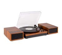 Fenton RP165B Bluetooth Record Player with Speakers - 3-Speed Vinyl Turntable, Built-in Stereo Amplifier, Wireless Streaming, Ceramic Cartridge, Classic Lightwood Finish 100W