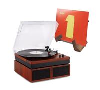 Fenton RP165C Bluetooth Turntable Record Player with Speakers & Wooden Vinyl Holder, Cherry Finish, Record Turntable Set for 33/45/78 RPM Vinyl Records