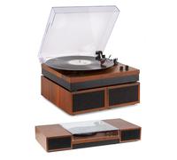 Fenton RP165C Bluetooth Record Player with Speakers, Vinyl Turntable System, 3 Speed Settings, Stereo Sound, Auto-Stop Feature, Retro Cherry Wood Finish, Ideal for Home Audio Setup