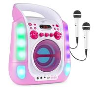 Fenton SBS30P Kids Karaoke Machine with Bluetooth Speaker, CDG/MP3 Player, Two Microphones, Lyrics Display, Echo Effect, LED Party Lights, Portable Karaoke Systems - Pink
