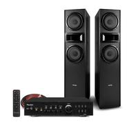 Fenton SHF700B Floor Standing HiFi Tower Stereo System with 400W Speakers, Bluetooth Amplifier, Horn Tweeter & Audio Cable for Home Stereo & Theatre Systems - Black