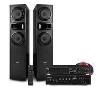 Fenton SHF700B Floor Standing HiFi Tower Stereo System with WiFi Internet Radio, Bluetooth, DAB+ Tuner, Stereo Amplifier, Spotify Connect, USB MP3 Playback & Cables - Black Finish
