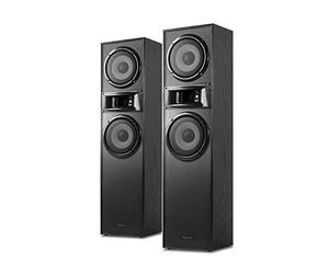 Fenton SHF700B Floor Standing Speakers Pair, 400W HiFi Loudspeakers, 3-way Stereo Tower Speakers with Dual 6.5" Woofers & Horn Tweeter, Black Wood