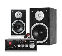 Fenton SHFB55B HiFi Bookshelf Speakers & AV340 Stereo Amplifier Set with Bluetooth, Karaoke Function, USB MP3 Playback - 5" Home Audio Speaker System 140W for Music, Cinema & Karaoke