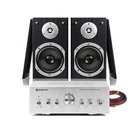 Fenton SHFB55B HiFi Bookshelf Speakers with 400W Amplifier, Compact Stereo Home Audio System for TV, Music, Gaming, 5-Inch 2-Way Drivers, RCA Inputs, Includes 10m Speaker Cable Kit