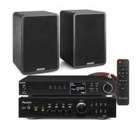 Fenton SHFB65 Bookshelf Stereo System, Home HiFi Bookshelf Speakers with Bluetooth Streaming, WiFi Internet Radio, Spotify Connect, DAB+, Optical Input Amplifier (Black)