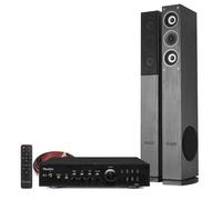Fenton SHFT52B Floor Standing HiFi Tower Speaker System with Audizio AD220B Amplifier, Bluetooth Wireless Home Stereo System, Powerful 500W Speakers, Subwoofer & Optical Input, Black