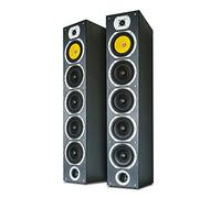 Fenton SHFT57B Floor Standing HiFi Tower Speakers Pair, 600W, Black Wood | 4-way system, resonator, subwoofers & tweeter, 4 ohm compatibility