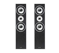 Fenton SHFT60B Black Floor Standing HiFi Tower Speakers - Pair of 350W 3-Way Home Theatre Stereo Floor Speakers with Bass Reflex Port & Dual 6.5" Drivers, Removable Grilles, 8 Ohms, Wood Finish