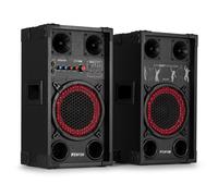 Fenton SPK-108 8" Active Bluetooth Party Speaker Kit 400W with Wireless Streaming, Built-in Amplifier & LED Lights - Ideal Home Audio System for Parties, Beginners and DJ Practise Sessions