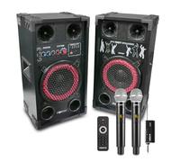 Fenton SPK-108 8-Inch Active Bluetooth Karaoke Speaker System with Dual Wireless UHF Microphones, 400W Portable Home Karaoke Machine for Adults, USB MP3 Playback & Echo Controls