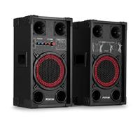 Fenton SPK-108 8-Inch Active Bluetooth Party Speaker Kit, Karaoke, 400W | Wireless streaming, beginner DJ practice, home parties, 2x microphone inputs, echo effect, USB/SD Media player