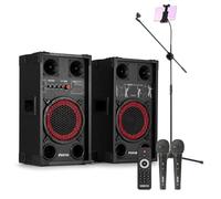 Fenton SPK-108 Karaoke Machine Bundle with Bluetooth Speakers, Adjustable Tripod Stand, Tablet Holder & Dual Wired Microphones - Complete Home Karaoke System for Adults & Parties