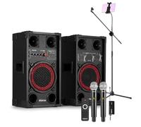 Fenton SPK-108 Wireless Bluetooth Karaoke Machine Kit with Dual UHF Microphones, Microphone Stand, Adjustable Tablet Holder & Echo Vocal Mixer - 400W Speaker System for Adults & Home Karaoke