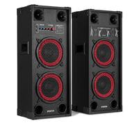 Fenton SPK-208 Bluetooth Active Party Speaker Set, Dual 8-Inch, 800W | 2 mic inputs, bass & treble control, remote control, sturdy handles