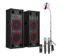 Fenton SPK-210 Bluetooth Karaoke Machine Set with Dual 10” Speakers, Pair of Wireless UHF Microphones & Adjustable Tablet Tripod Stand - Ideal Home Karaoke Kit for Adults
