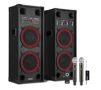 Fenton SPK-210 Bluetooth Karaoke Speaker System - 1200W Party Speaker Set with Dual 10" Woofers, Wireless Microphones, Echo Control, USB/SD Media Playback - Portable Karaoke Machine for Adults