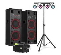 Fenton SPK-210 Bluetooth Party Speaker Set with Disco Light Bar, Fog Machine & Wireless Remote - Complete Home Audio DJ Kit for Karaoke & Events