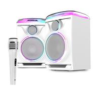 Fenton Track 2.0 Home Karaoke Speaker System - Bluetooth Party Speaker with Microphone, LED Light Show, Optical/Coaxial/AUX/USB Inputs, for Kids & Adults, White