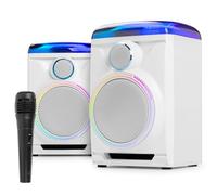 Fenton Track 2.0 Home Karaoke Speaker System - Bluetooth Party Speaker with Microphone, LED Light Show, Optical/Coaxial/AUX/USB Inputs, for Kids & Adults, White