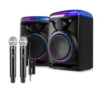 Fenton Track 2.0 Home Karaoke System Bundle with Wireless and Wired Microphones, Bluetooth Speakers, LED Party Lights, Optical TV Connection - Complete Karaoke Set for Families and Parties, Black