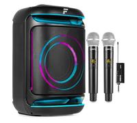 Fenton Track165 Portable Karaoke Speaker System with Two Wireless Microphones, Bluetooth Connectivity, LED Party Lights, Rechargeable Battery, Complete Home Karaoke Setup