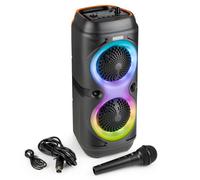 Fenton Track210 Portable Bluetooth Party Speaker with LED Light Show - 100W Wireless House Party Speaker with Microphone, USB/SD/AUX Input, Rechargeable Battery & Stereo Pairing - Black