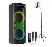 Fenton Track610 Karaoke Machine with Lyric Screen, Bluetooth Speaker, Home System, Tablet Stand, 2 Microphones, Rechargeable Battery, Mic Stand, Adults Karaoke Setup