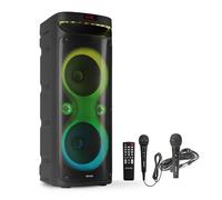 Fenton Track610 Karaoke Machine with Screen for Lyric Display, Portable Bluetooth Speaker System, Home Setup for Adults, 2x Wired Microphones, Rechargeable Battery, Deep Bass Sound