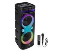 Fenton Track610 Portable Party Speaker, Bluetooth Karaoke Machine with Microphone, Battery Powered, LED Lights, Stereo Pairing, 160W Sound System