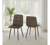 Seconique Fenton Dining Chair (x2 Per Box) - Olive Green Suede Fabric, Green