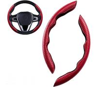 FENVY 2 Pcs Car Steering Wheel Cover for Smart Fortwo 450 451 453 / Forfour 453 454,Anti-Slip Segmented Steering Wheel Protector Cover Auto Interior Accessories,B-Red