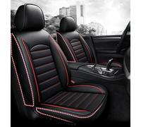 FENVY Leather Full Set Car Seat Covers for Land Rover Discovery 2 3 4 5 Discovery Sport,Waterproof Automotive Full Surround Custom Protectors Interior Accessories,B-black and red
