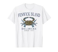 Fenwick Island Delaware Crab Since 1953 Navy Blue Letters T-Shirt