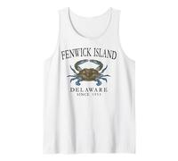 Fenwick Island Delaware Crab Town Since 1953 Black Letters Tank Top