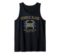 Fenwick Island Delaware Crab Town Since 1953 Tan Letters Tank Top