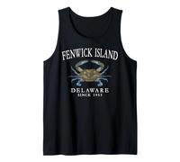 Fenwick Island Delaware Crab Town Since 1953 White Letters Tank Top