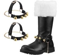 FENXIXIONE 2 Pcs Christmas Santa Claus Boots Brass Bells for Halloween Christmas Costume Black and Yellow (2pcs)