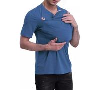 FENXIXIONE Dad Kangaroo Shirt Baby Carrier Shirt Designed To Help New Dads Bond V-Neck Short Sleeve T-Shirt for Men (M,Dark Blue)