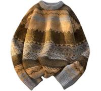 FENXIXIONE Grandpa Sweater: Unisex Adults, Grey, Round Neck, Pullover, Long Sleeve, Cable Weave, Regular Fit, Casual, Comfortable, Stylish